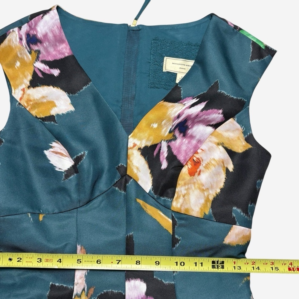 Anthropologie Baikal Dress By Moulinette Souers 2 Floral Teal Fit & Flare *Flaw - Picture 10 of 16